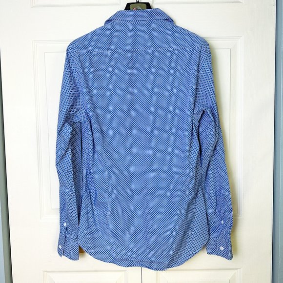Private Member- Stylish Cotton Blue Patterned Button Down Shirt - Picture 3 of 8